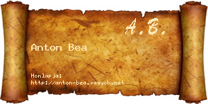Anton Bea névjegykártya